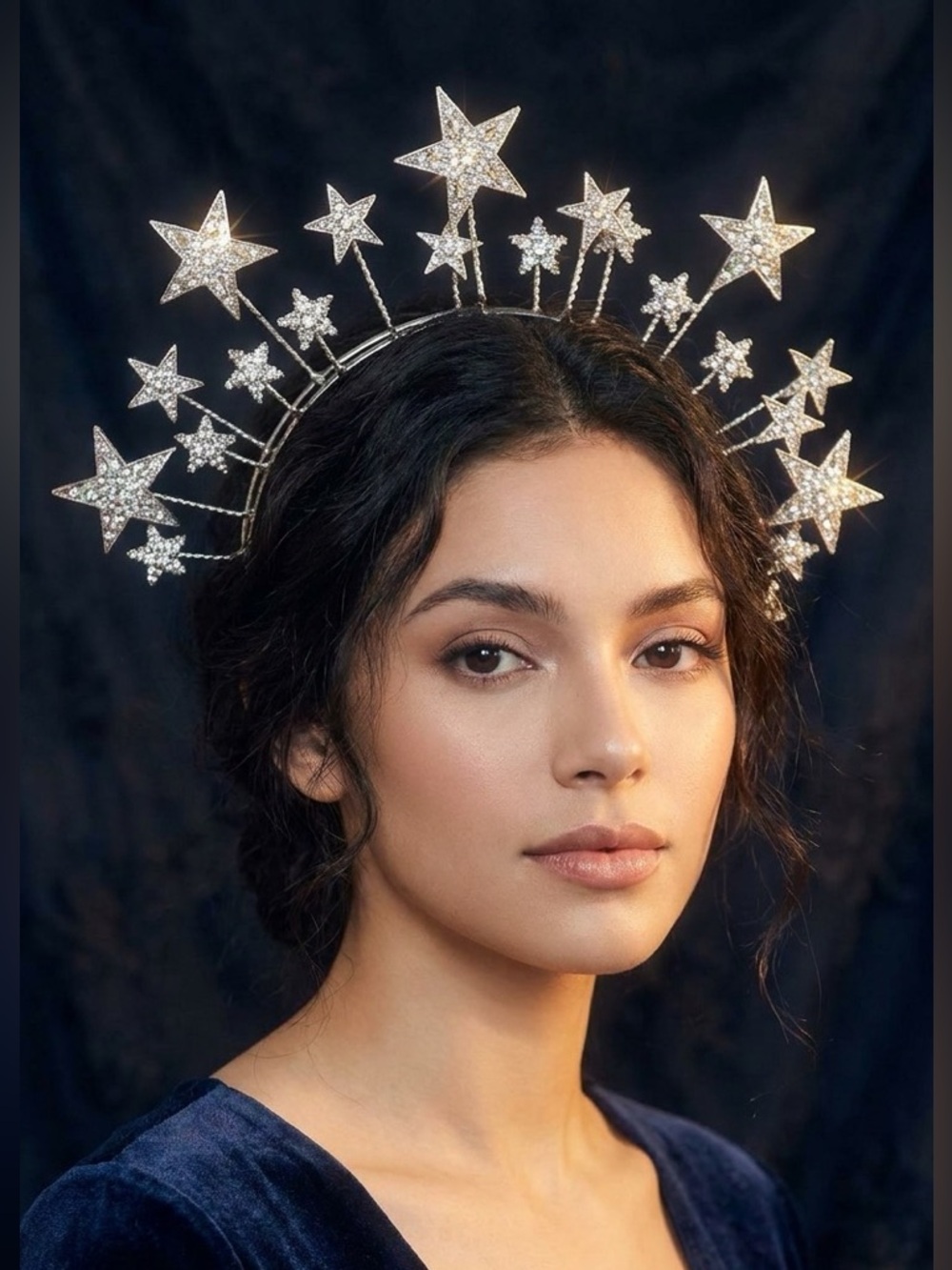 Rhinestone Star Halo Headband in Silver